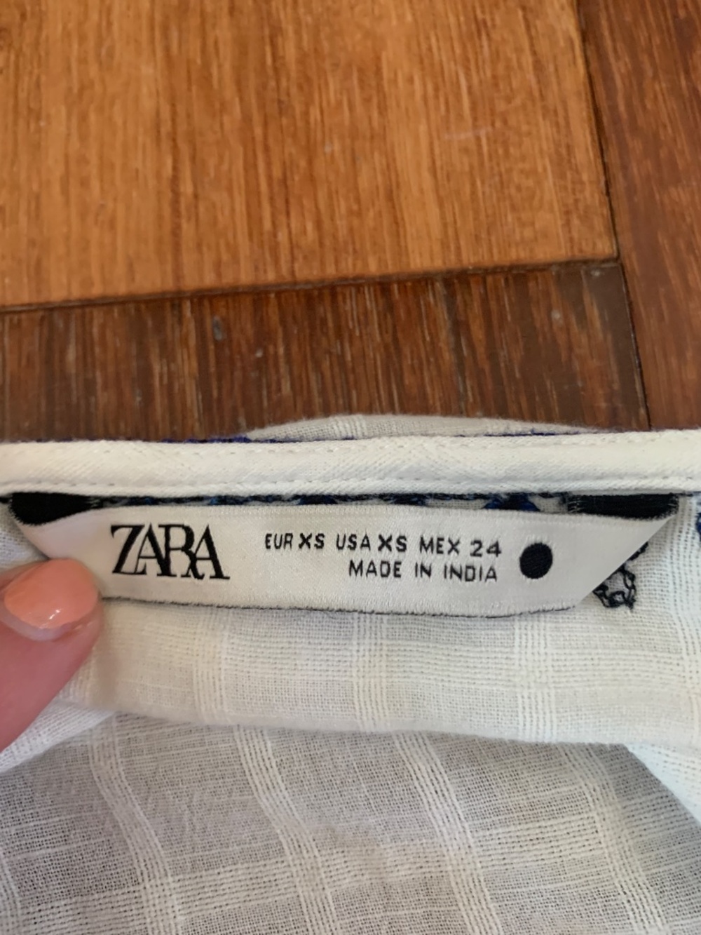 Zara Blue White Embroidered Short Mini Kaftan Caftan XS Dress A2 - Picture 4 of 5